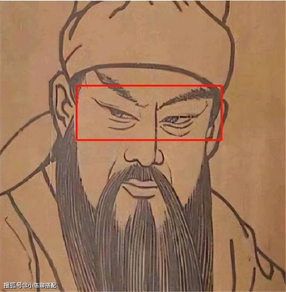 其眼睛狭长,眼尾斜斜往上延伸向太阳穴部位,黑眼珠深藏其中,再加上眉