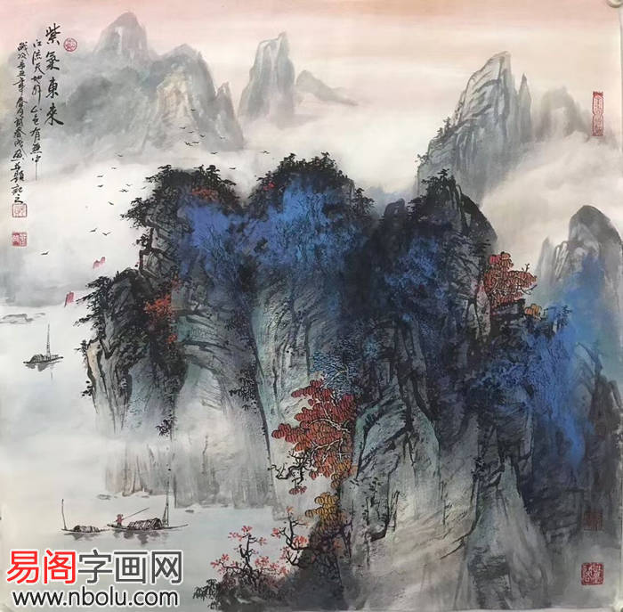 资春成泼墨泼彩山水画清静悠远温暖斑斓