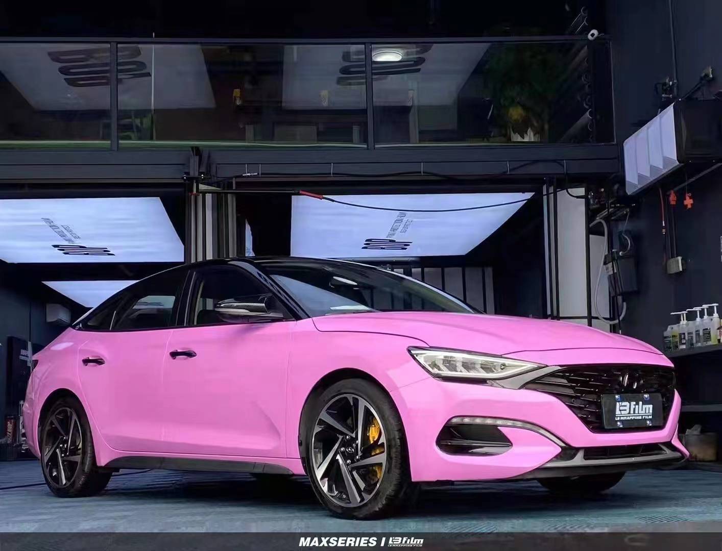 现代菲斯塔lbfilm改色膜超亮赤紫粉