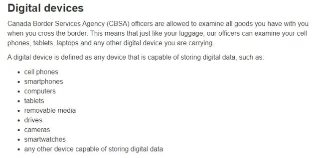 加拿大入境:新法案将保护通关者电子设备隐私和权利_检查_个人_旅行者