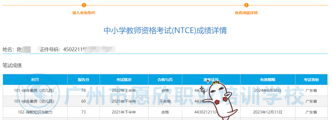 教师资格证笔试成绩图片