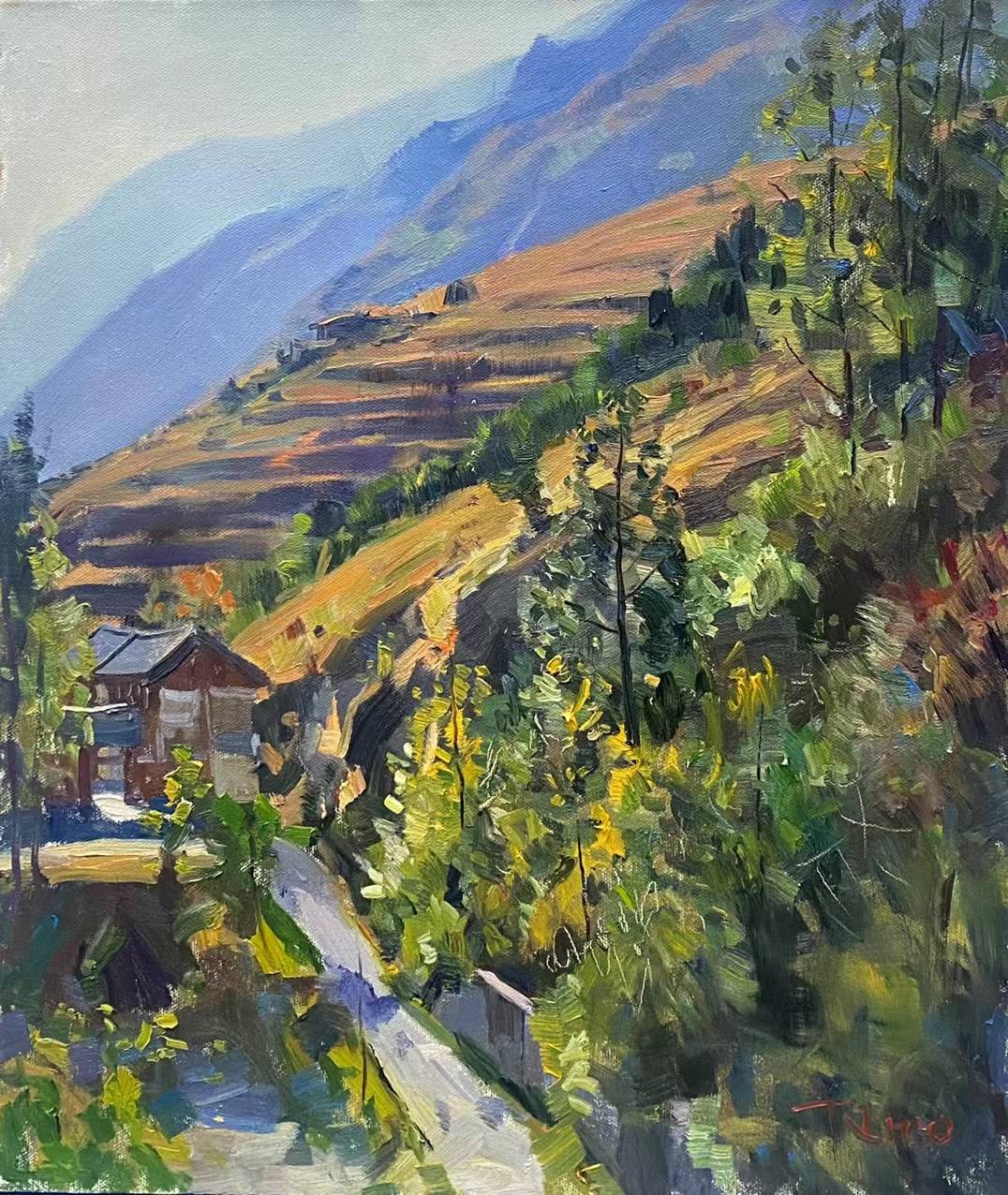 画家王铁牛当年在云南丽江虎跳峡画的一幅写生60x50cm