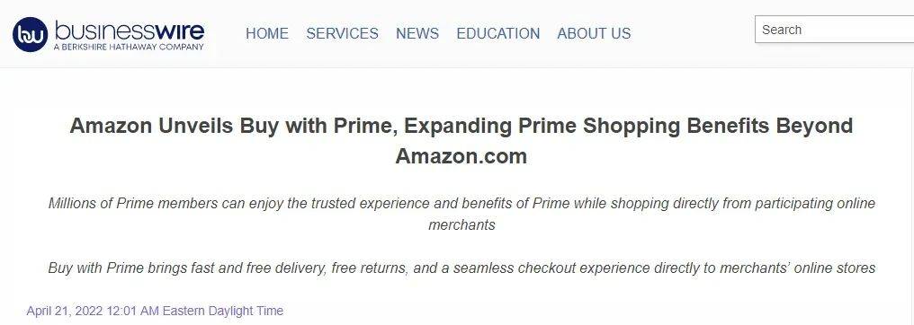 Unveils Buy With Prime, Expanding Prime Shopping Benefits