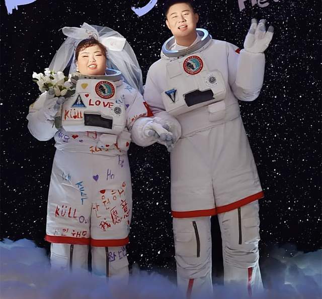 原创204斤大萌与老公拍婚纱照连换三套衣服仍显壮硕男方高大帅气