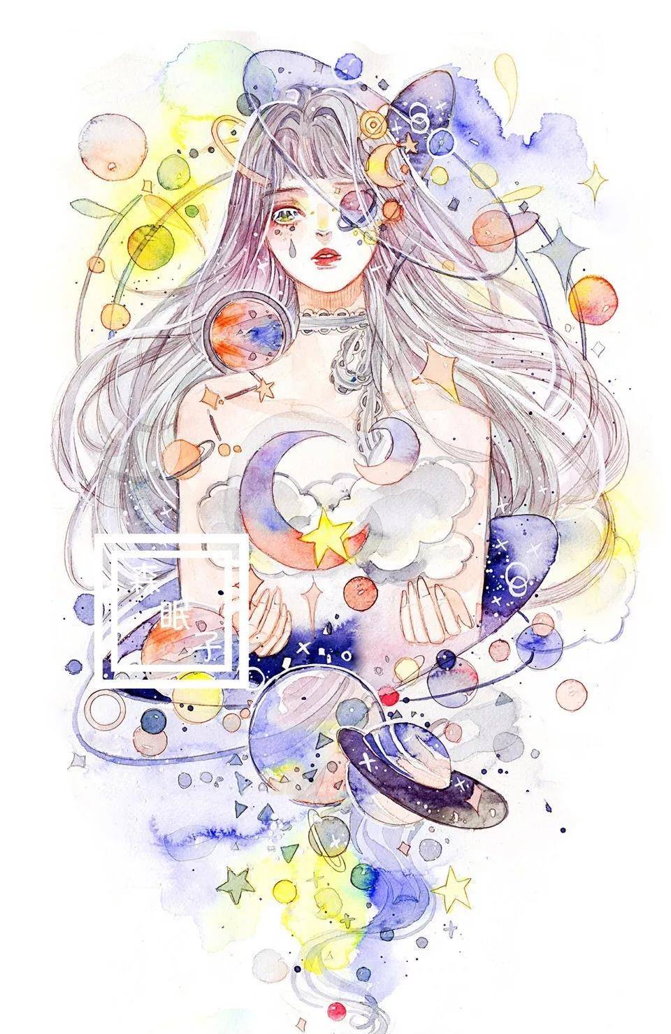 这组自带飘逸的小清新水彩少女,简直太美!(内附详细教程)