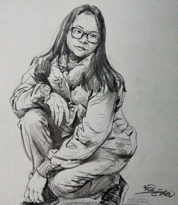 你画的蹲姿动态速写是不是很容易"扑街"?#兰州画室_关系_线条_衣纹