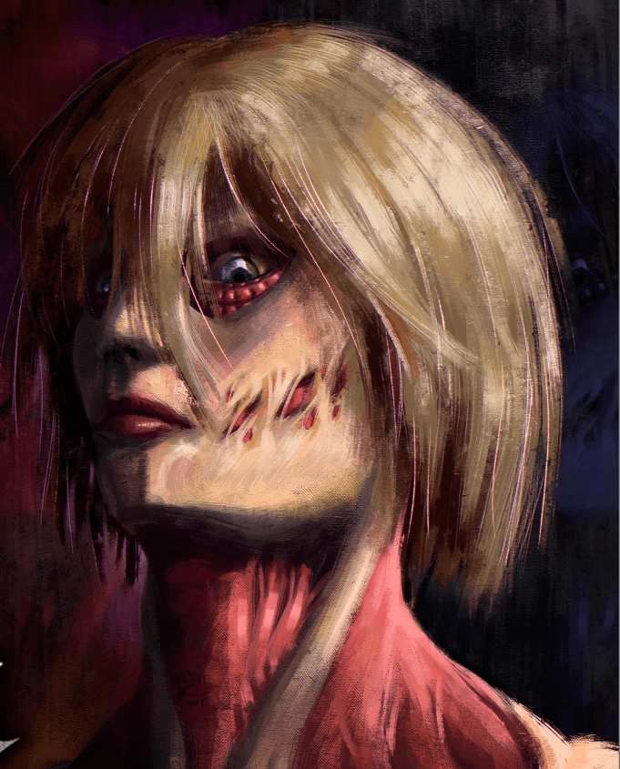 原创进击的巨人油画版感受暗黑世界巨人带来的压迫感