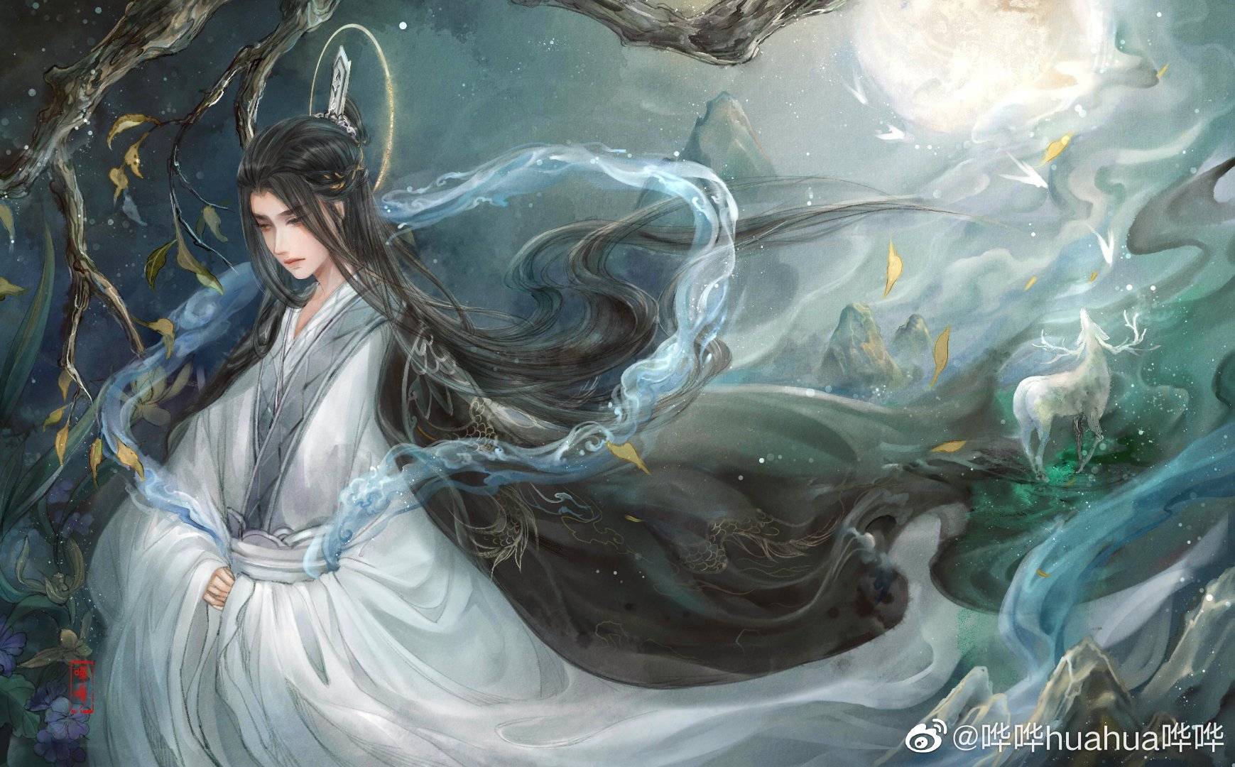 唯美古风插画之众神九歌系列_huahua_天涯明月刀_同人