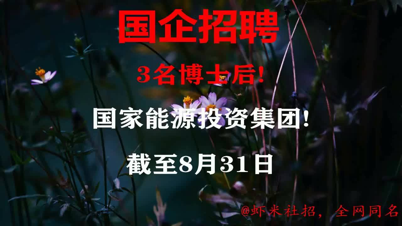 北京國企招聘3名博士後國家能源投資集團報名截至8月31日