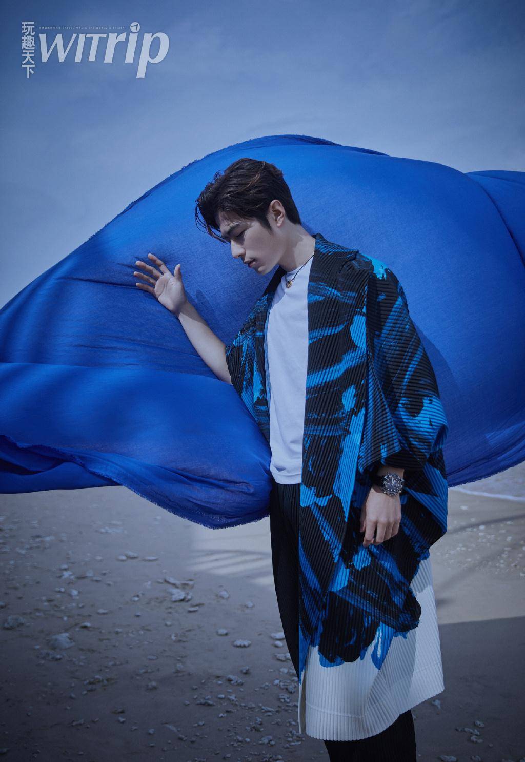 原创陈学冬帅气登杂志条纹衫造型清爽印花装造型get度假时尚