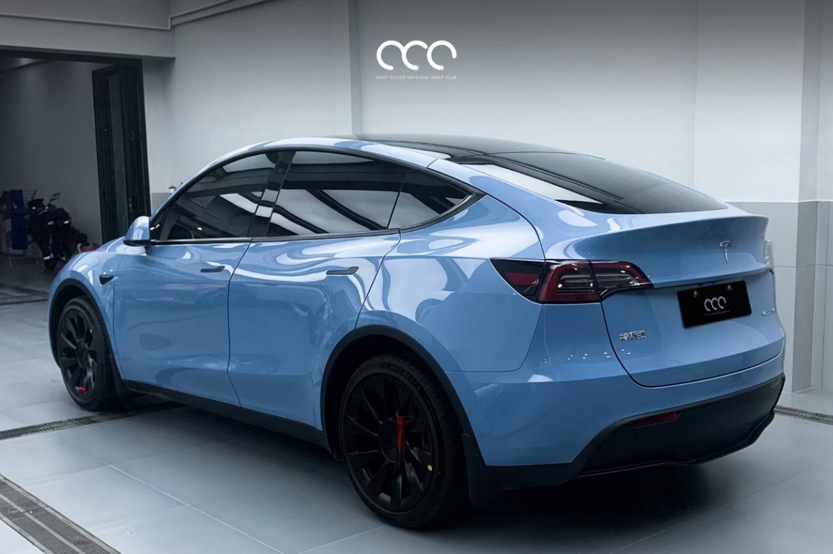 特斯拉model y 漫彩改色膜pet 瓷器蓝_搜狐汽车_搜狐网