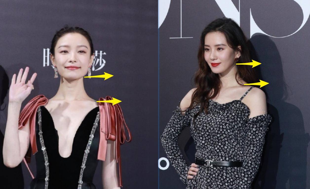 而刘诗诗在对比之下则略显瑕疵了,看着有点短粗,气质形态上也