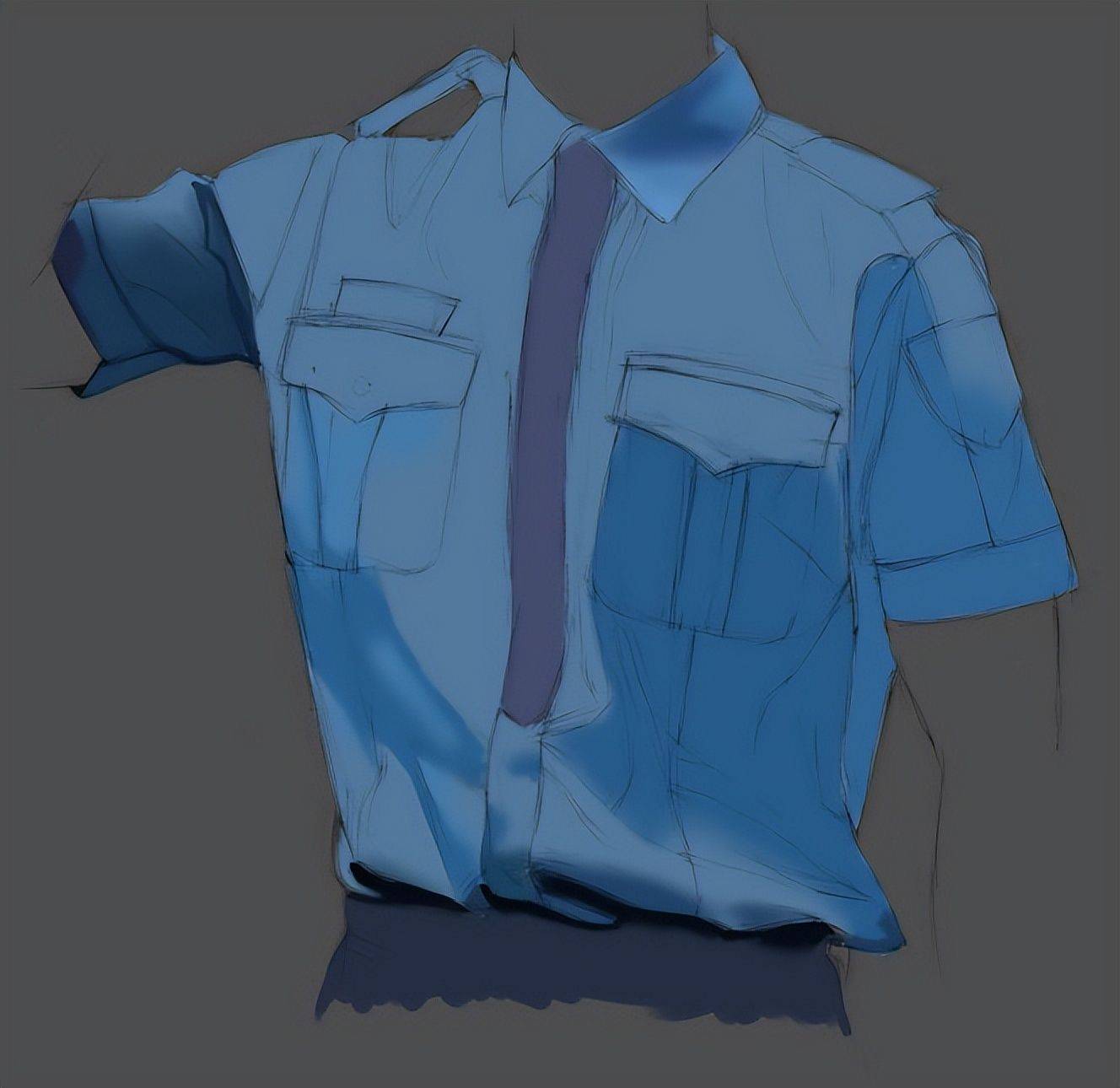 动漫制服怎么画?教你警察制服的画法步骤!_阴影_颜色_paint