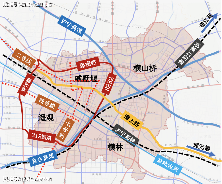 滬寧高鐵設有戚墅堰站,4條主幹道將經開區中心城區圍合,地鐵二號線