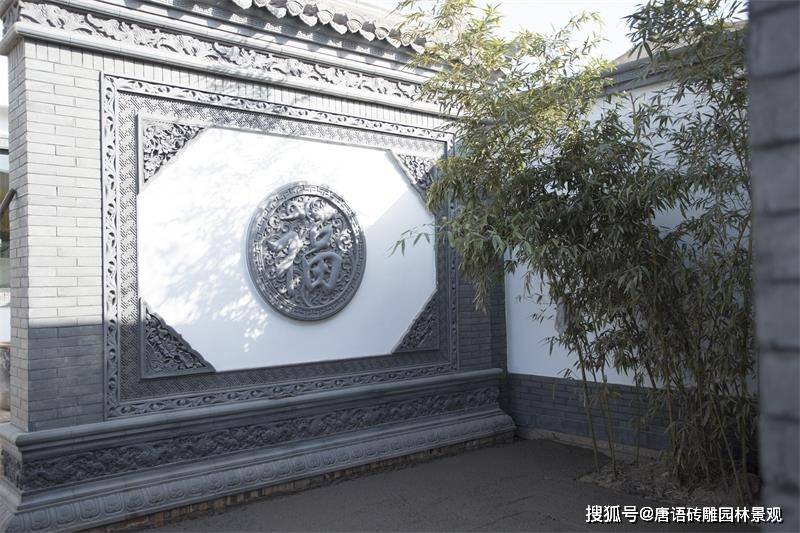 新农村自建198平米别墅仿古砖雕点缀中式影壁墙设计简约大气