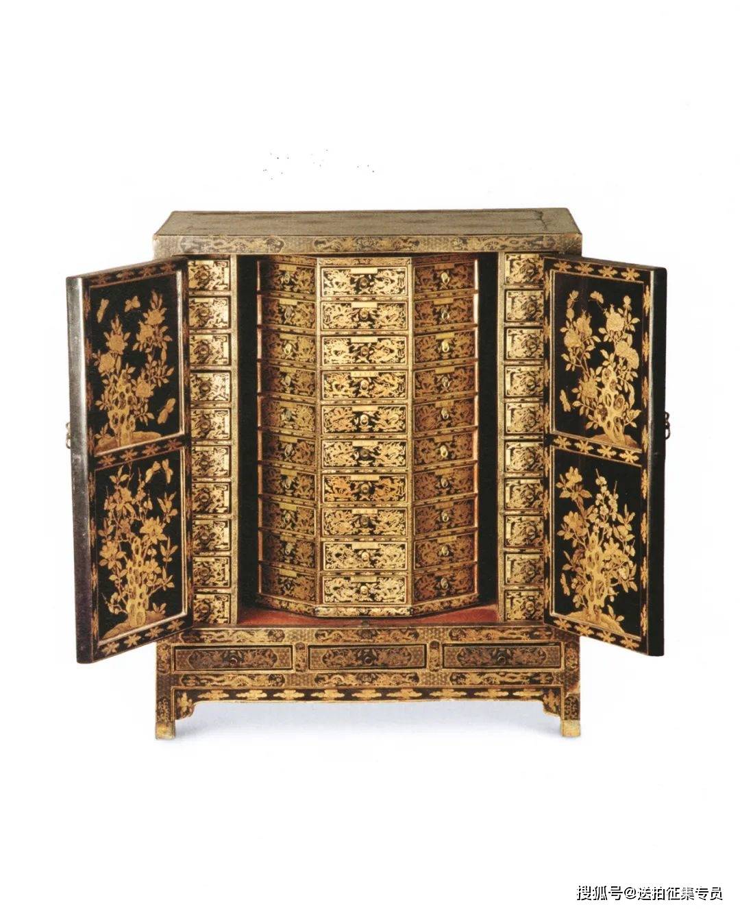 一对万历黑漆描金凤纹亮格柜丨嘉德秋拍藏品征集_家具_结构_柜体