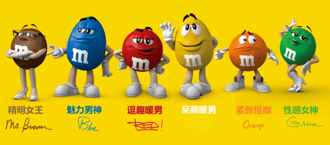 三只松鼠在人物个性上应该多学习 m&m 巧克力豆的 ip 家族,个性逗趣多