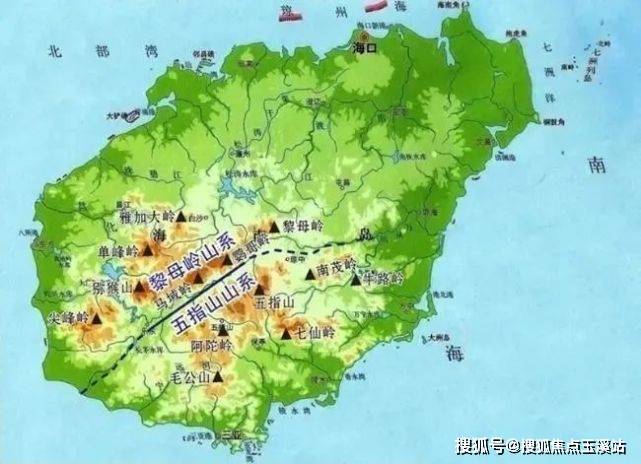 海南山脉河流地形图图片