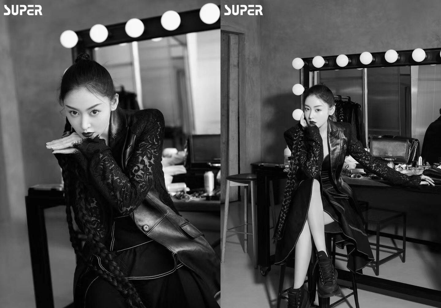 原创张天爱这造型太帅了一身黑色皮衣搭配高挑眼线气场秒杀众人