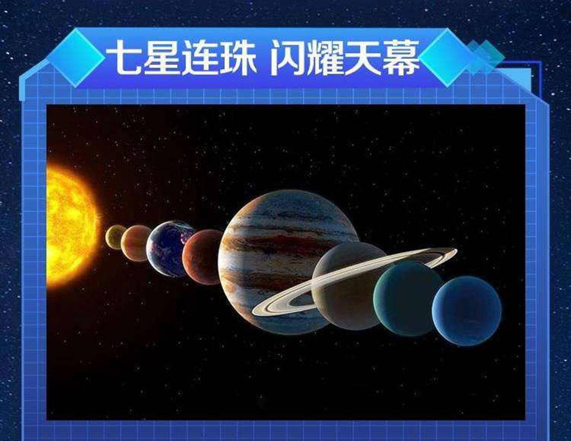 据媒体报道称,本次出现的七星连珠是由太阳系七大行星组成的,它们