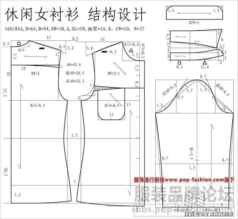 国外50款夏款连衣裙上衣t恤礼服裁剪纸样图才智服装