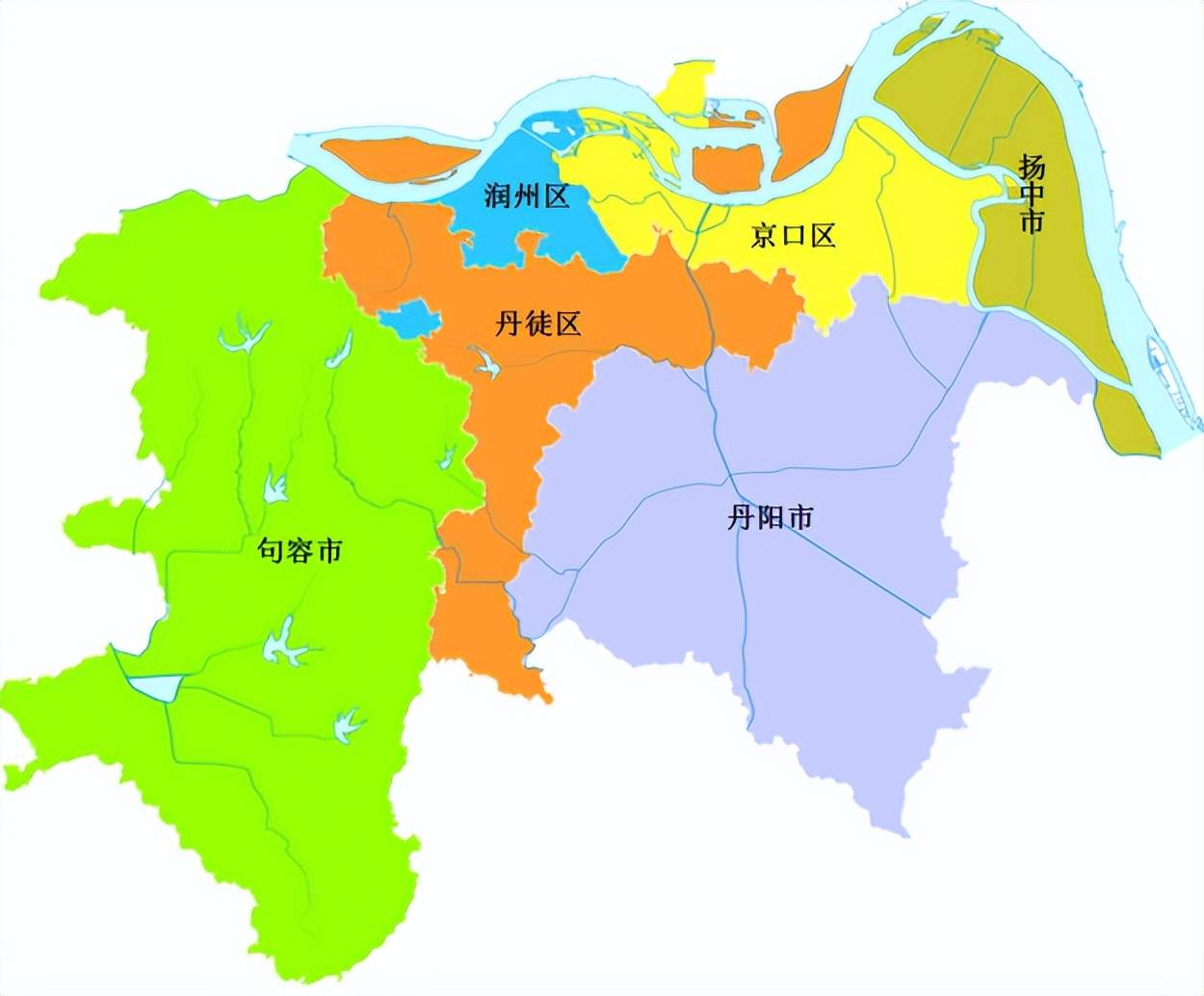 镇江市辖区地图图片