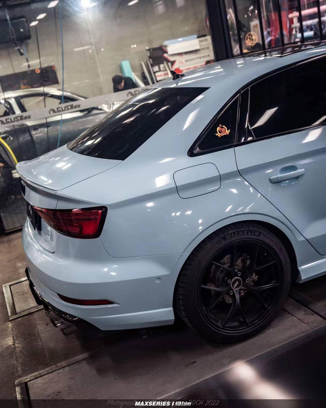 奥迪s3lbfilm改色膜原厂漆冰川蓝清爽整个夏日的颜色