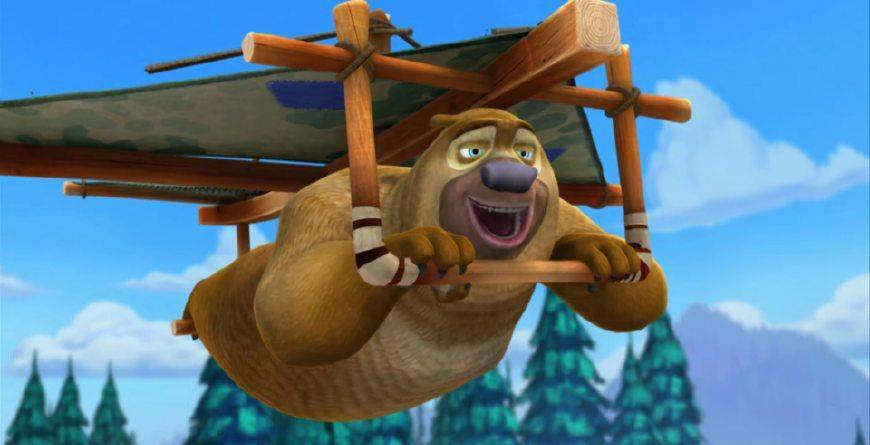 熊出没五个穿帮剧情,喝易拉罐的熊二,会生火的熊大_滑翔机_光头_图纸