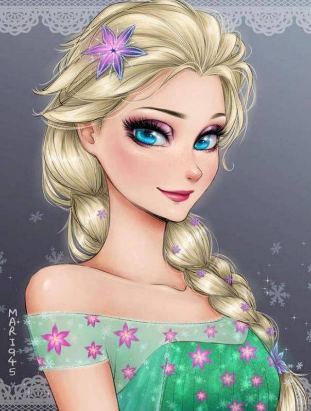 画师绘制日漫风迪士尼公主,眼睛里藏着星星,小美人鱼太惊艳_气质_仙蒂