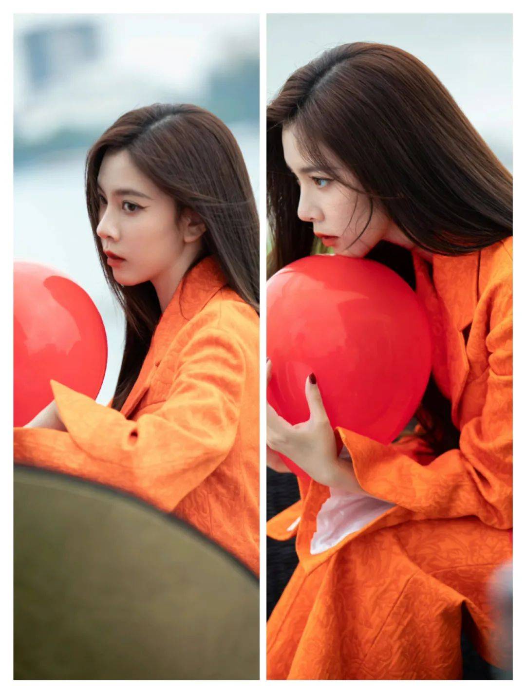 原创2022夏季的温暖橙色谭维维宋妍霏和王霏霏的时尚穿搭