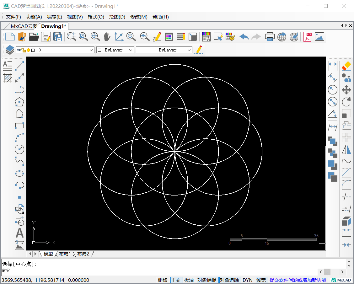 cad制图软件中利用环形阵列命令画圆弧