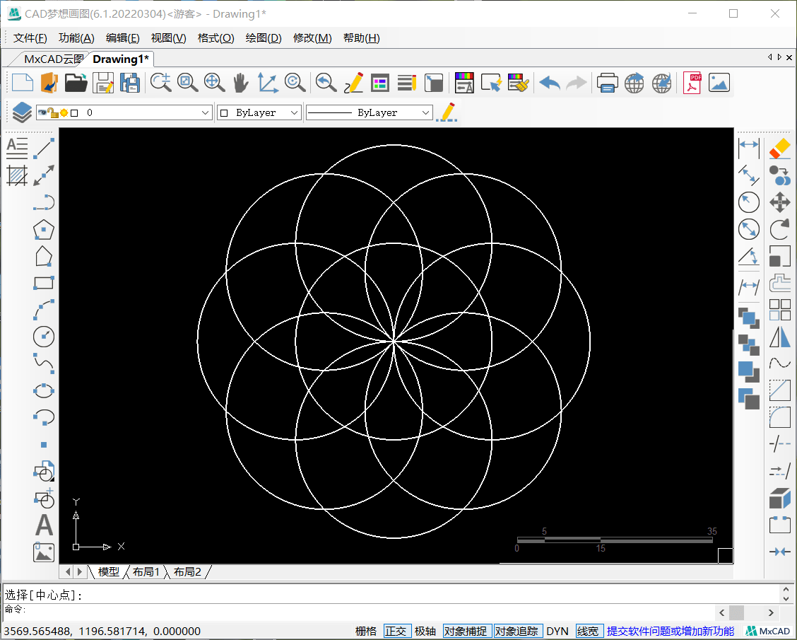 cad制图软件中利用环形阵列命令画圆弧_修剪_空格_图形