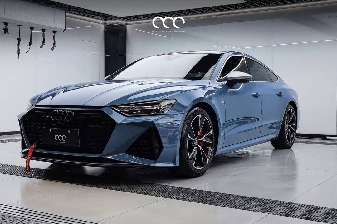 奥迪a7漫彩改色膜pet瓷器蓝温润古典的气质