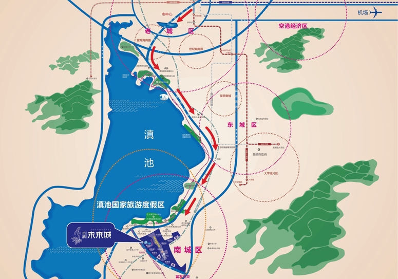 天然绿肺如珠线串联滇池湿地等滇池南岸片区位于北纬黄金气候带上