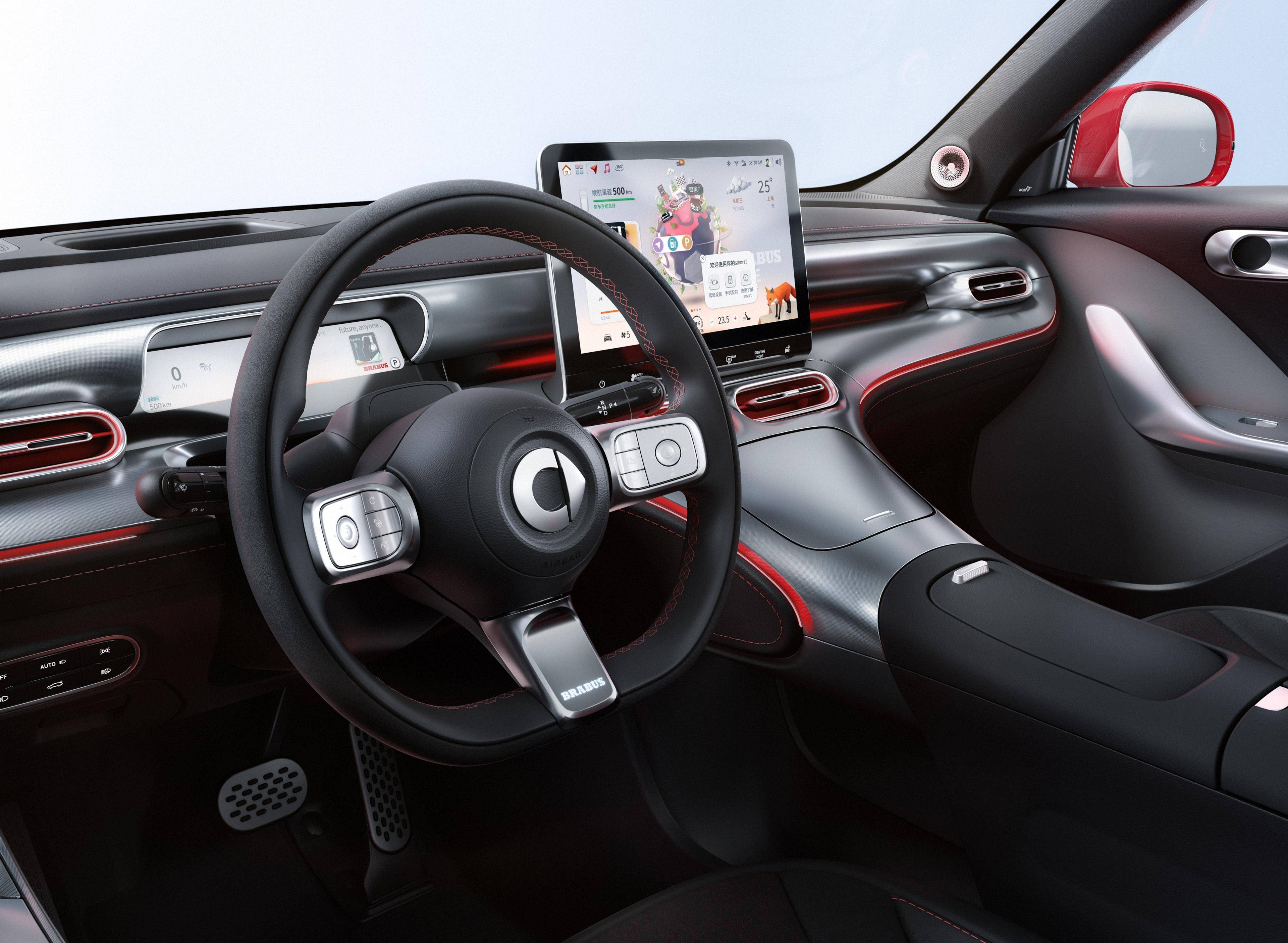 内饰方面,整体布局没有什么调整,不过采用了黑色搭配红色作为主色调