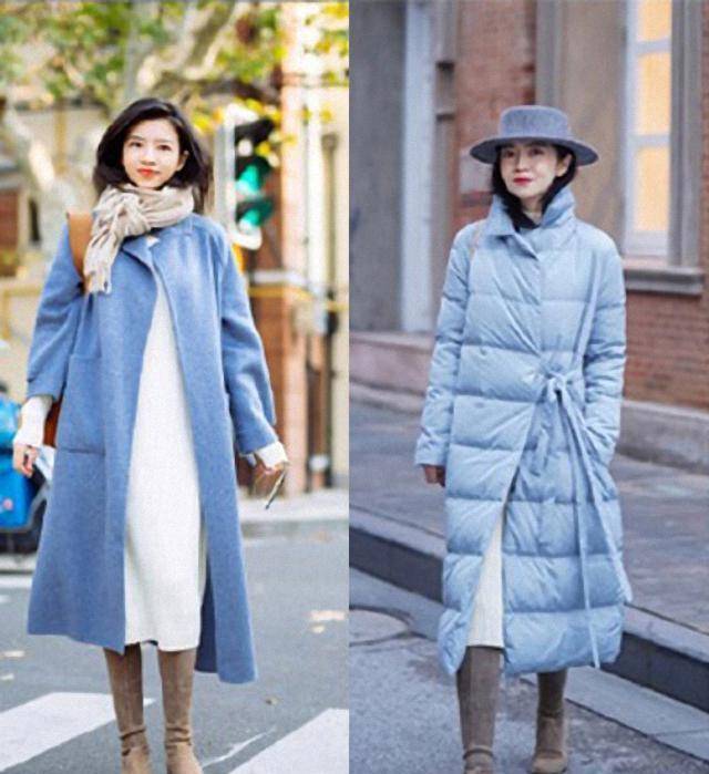 用蓝色诠释静态之美,更显白皙有气质_女生_白色_大衣