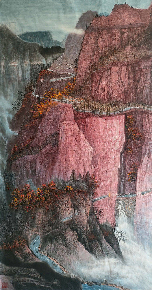 "笔写山河舒壮志,胸荡太行气磅礴"一一著名画家韦囯成_中国_韦国成