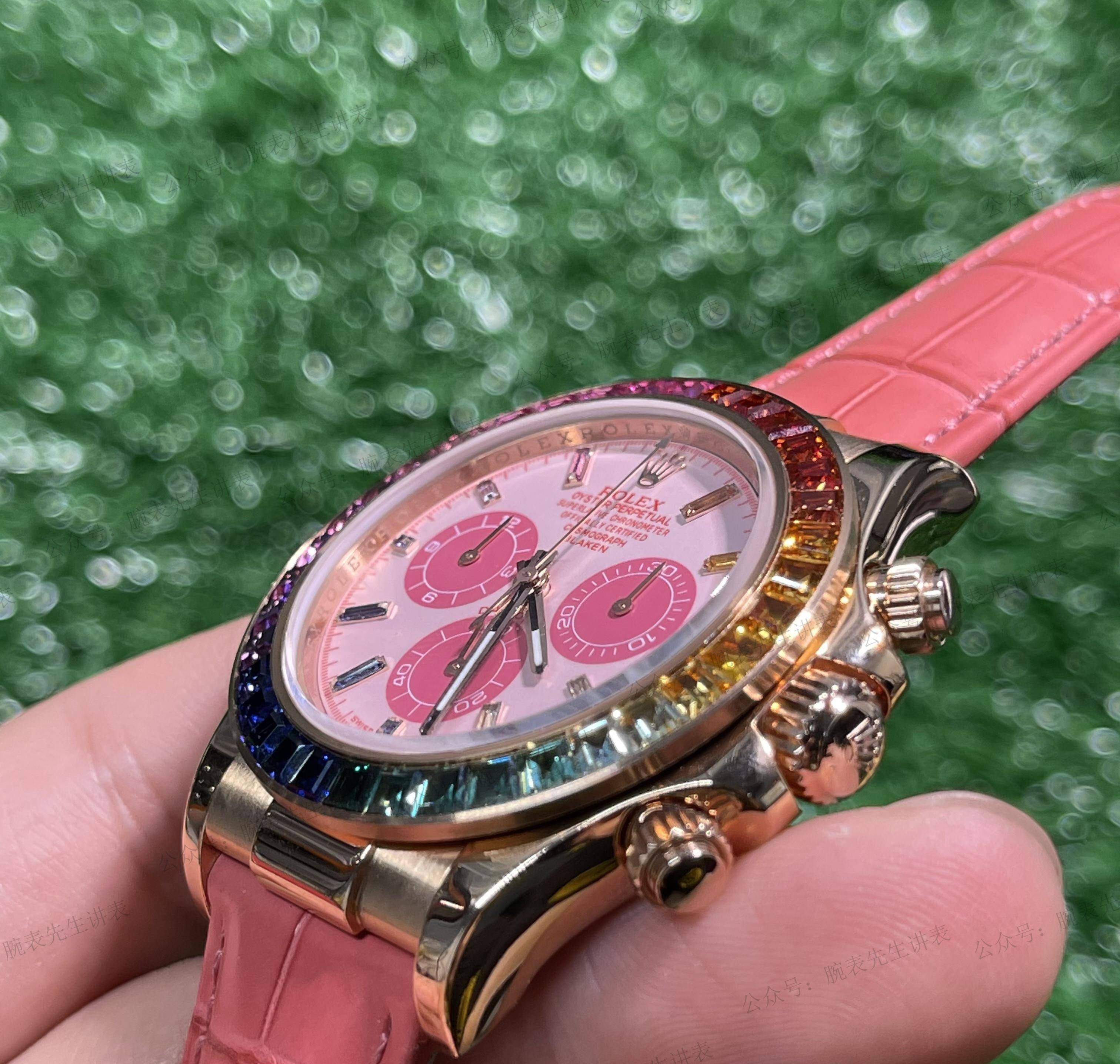 女生的少女粉,男生的猛男粉:玩转blaken劳力士粉色彩虹迪通拿_表盘