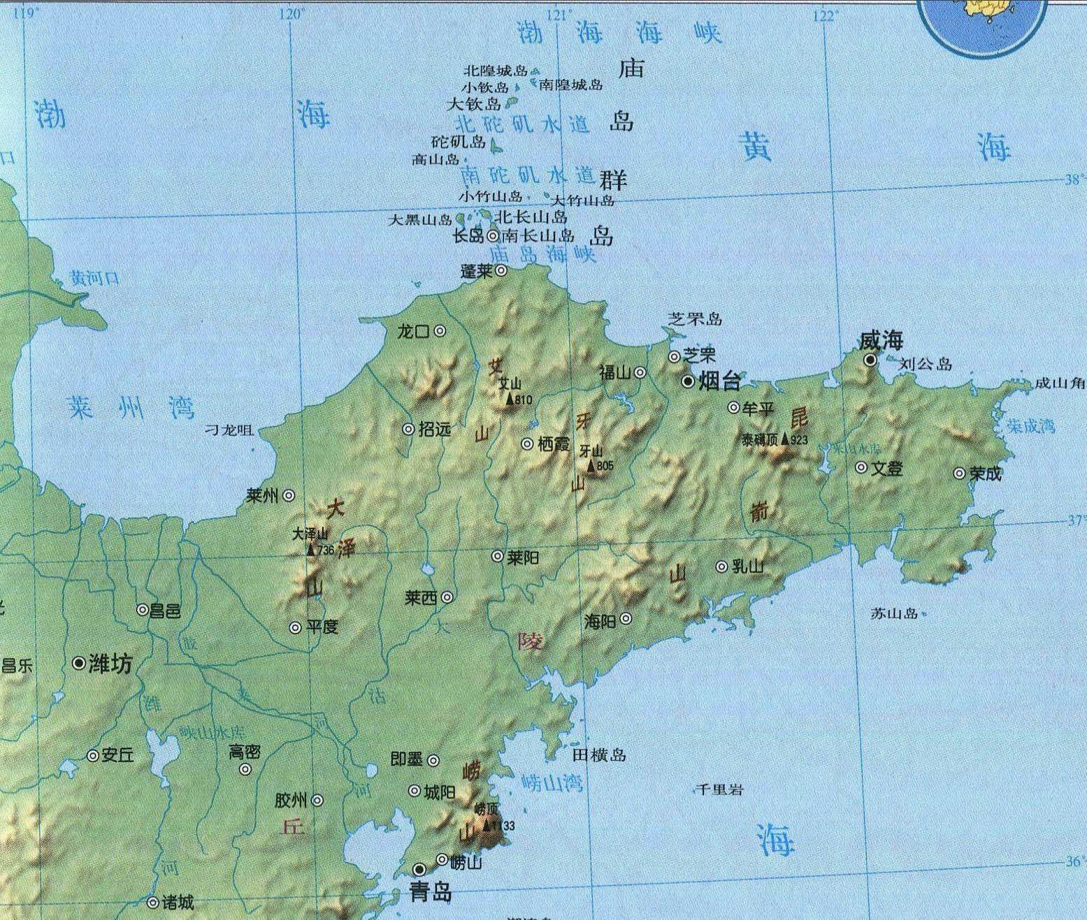 山东半岛地形图地貌图片