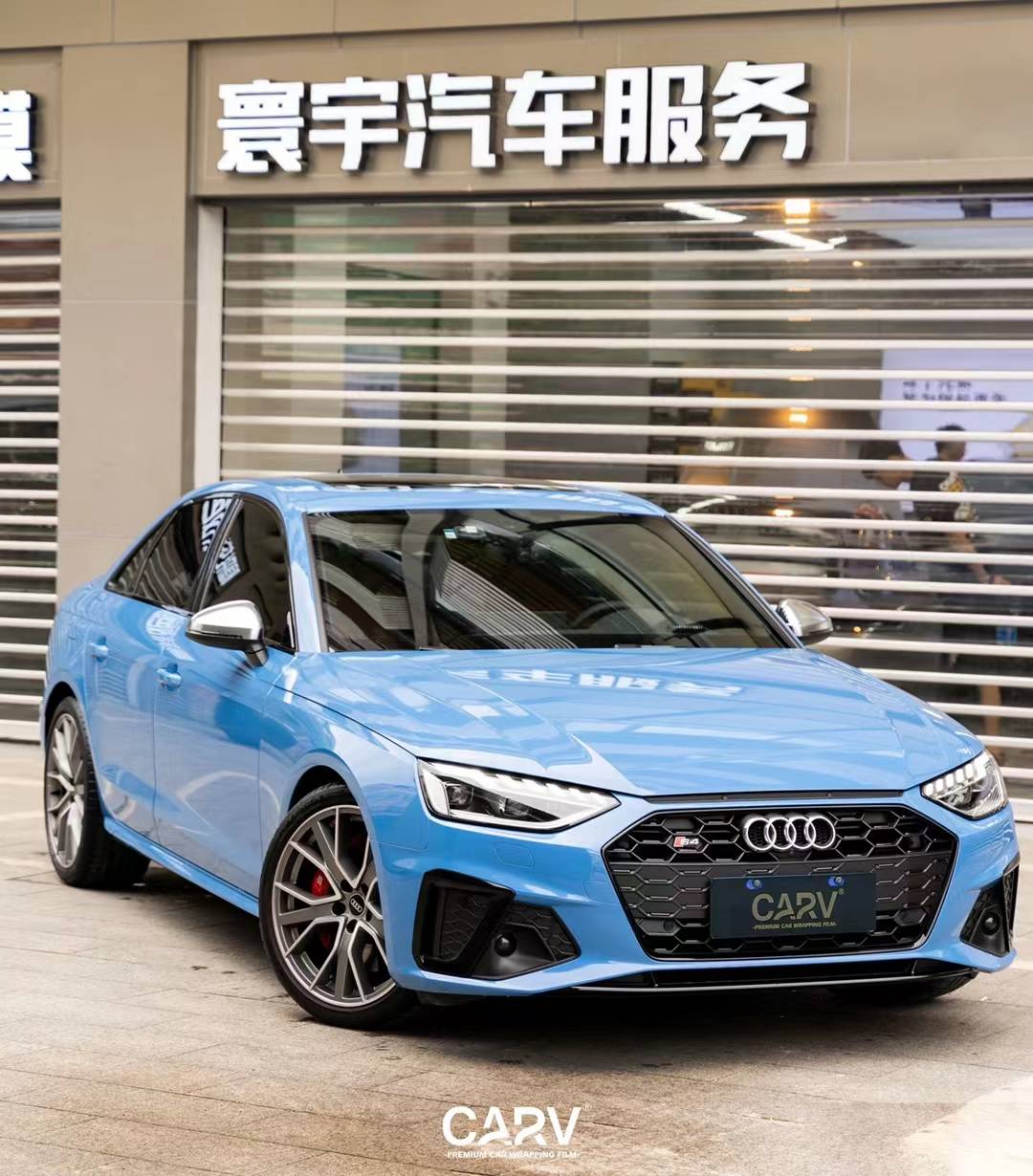 奥迪s4卡孚改色膜白金阿布扎比蓝,不朽的经典