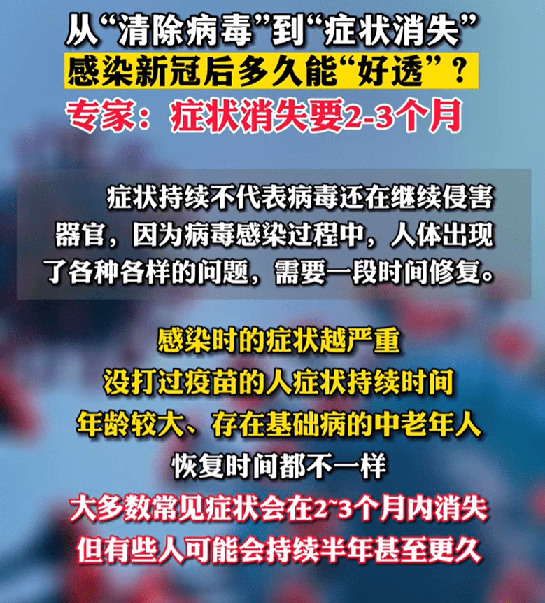 医生：感染新冠后症状消失需2~3个月！＂9不要＂促进身体恢复