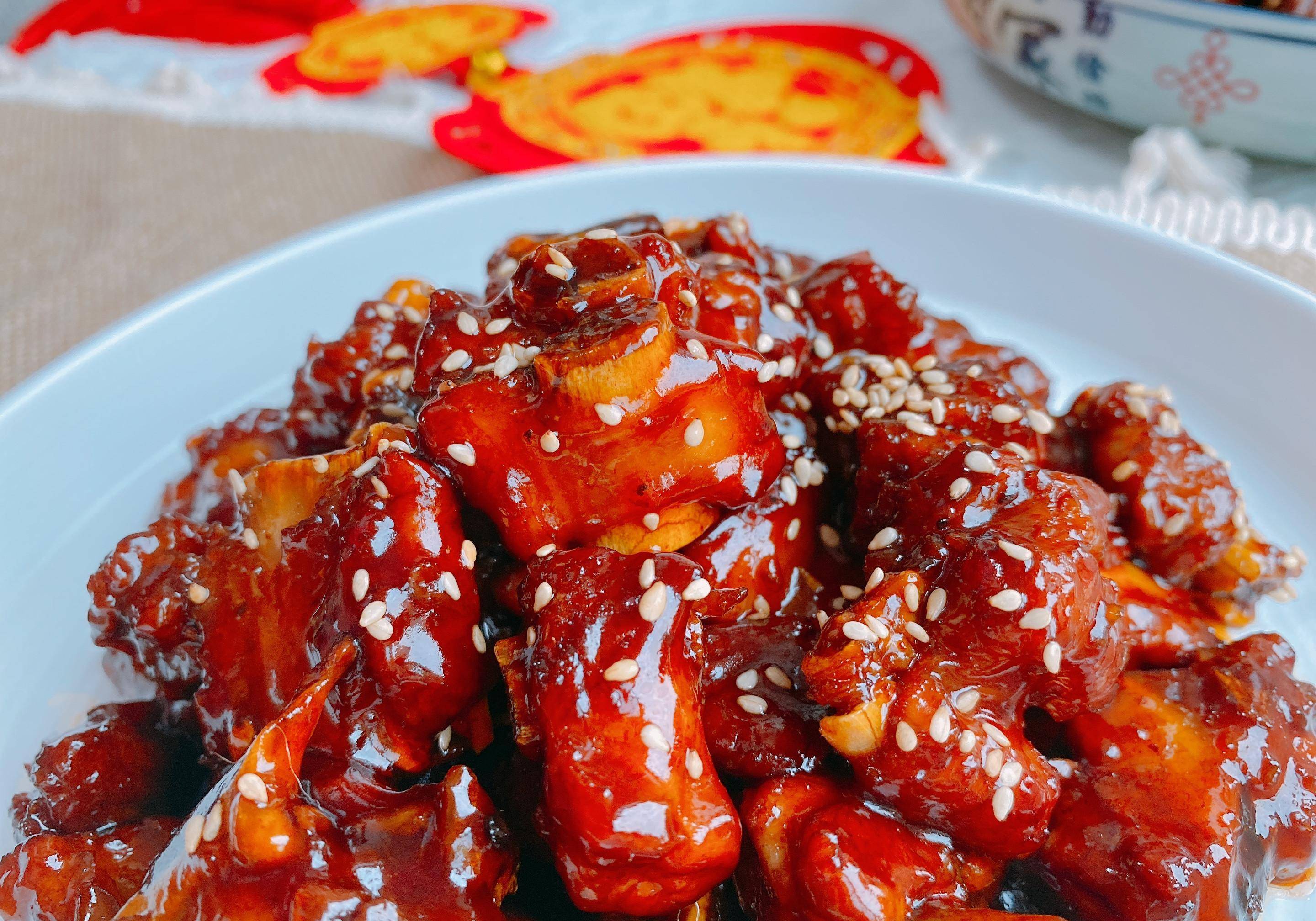 年夜饭糖醋仔排,不熬糖色不油炸,酸甜开胃没腥味,寓意节节高升_排骨