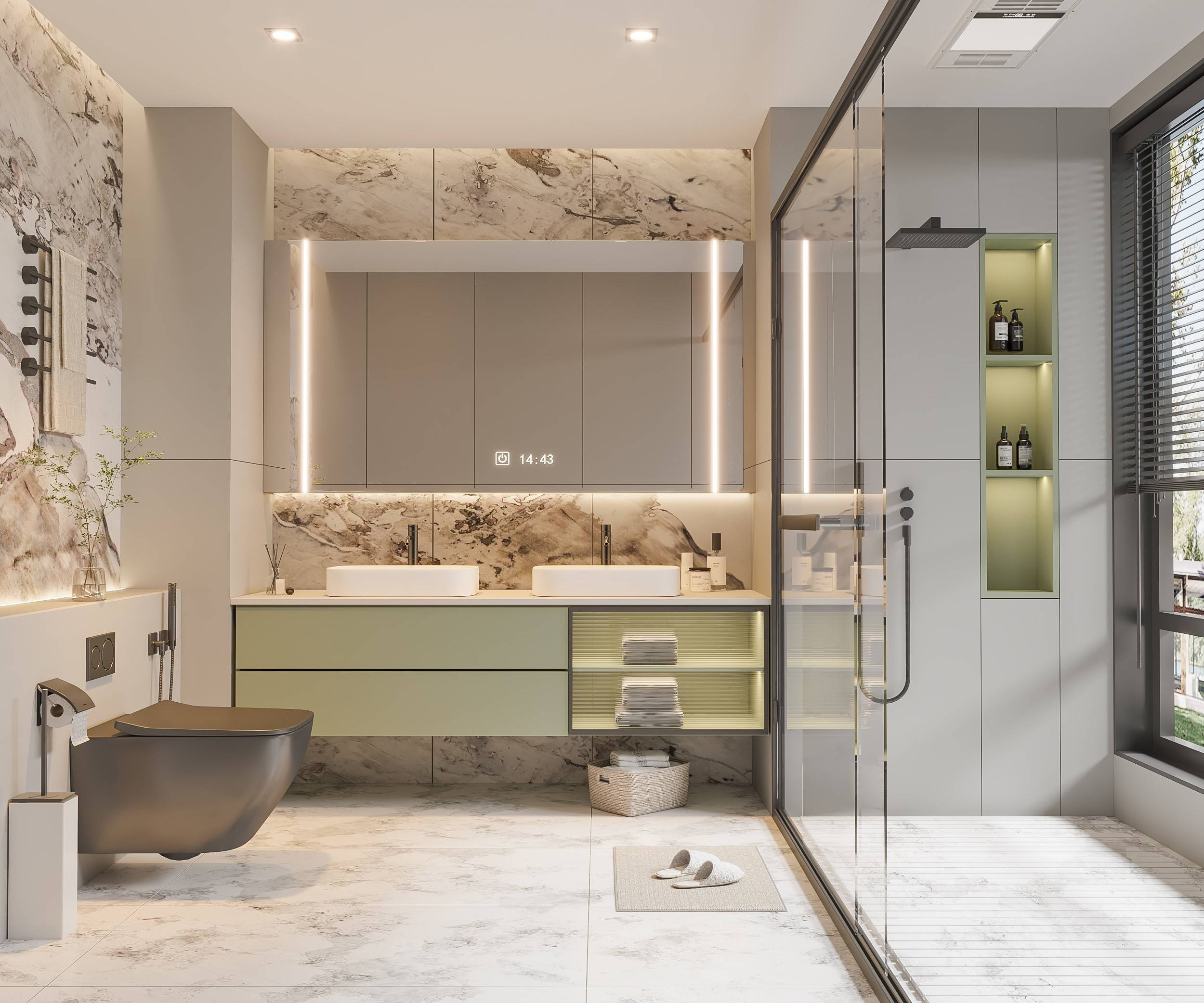 眼前一亮的浴室照明方案,看了就爱上!_灯光_灯具_淋浴