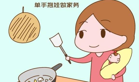 单手抱娃做家务,一身轻松还有的宝妈,原本肩不能扛手不能挑,可是生娃