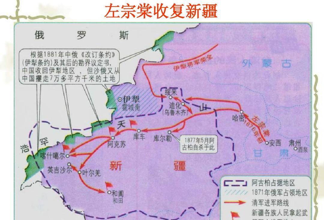 左宗棠收复新疆图收复新疆后的帕米尔问题在阿古柏的问题得到解决以后