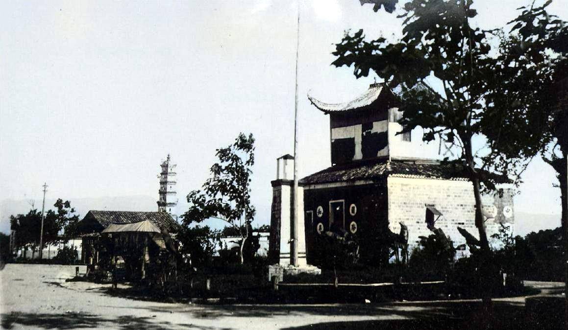 江西老照片:1942年10月的南昌安义县_文峰塔_超轻型_长桥