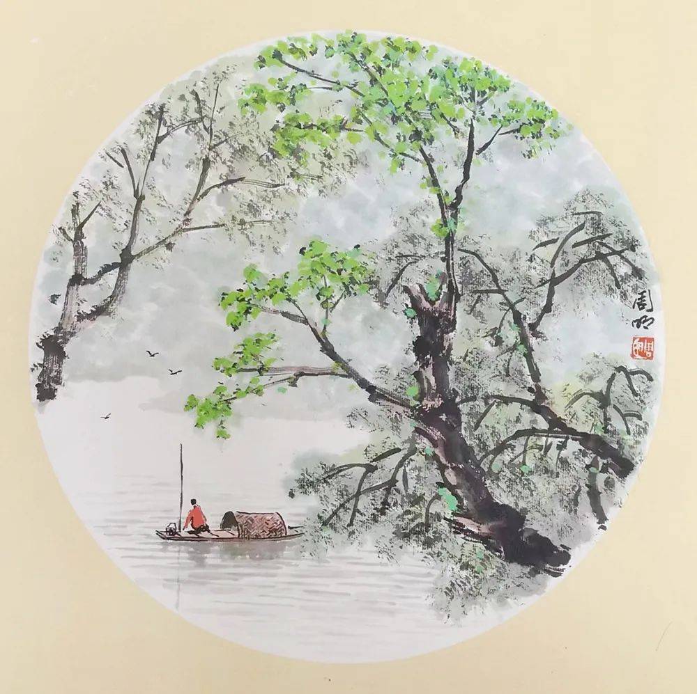 【作品鉴赏】周明,山水画家,六四年八出生于江苏宜兴市,自幼喜爱绘画