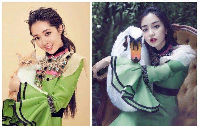 同样无死角美女,郭碧婷撞衫杨颖,完美诠释买家秀和卖家秀_女孩_长发