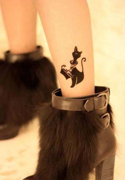 原宿风纹身丝袜,春日系服装搭配必备元素!_图案_脚踝_个性