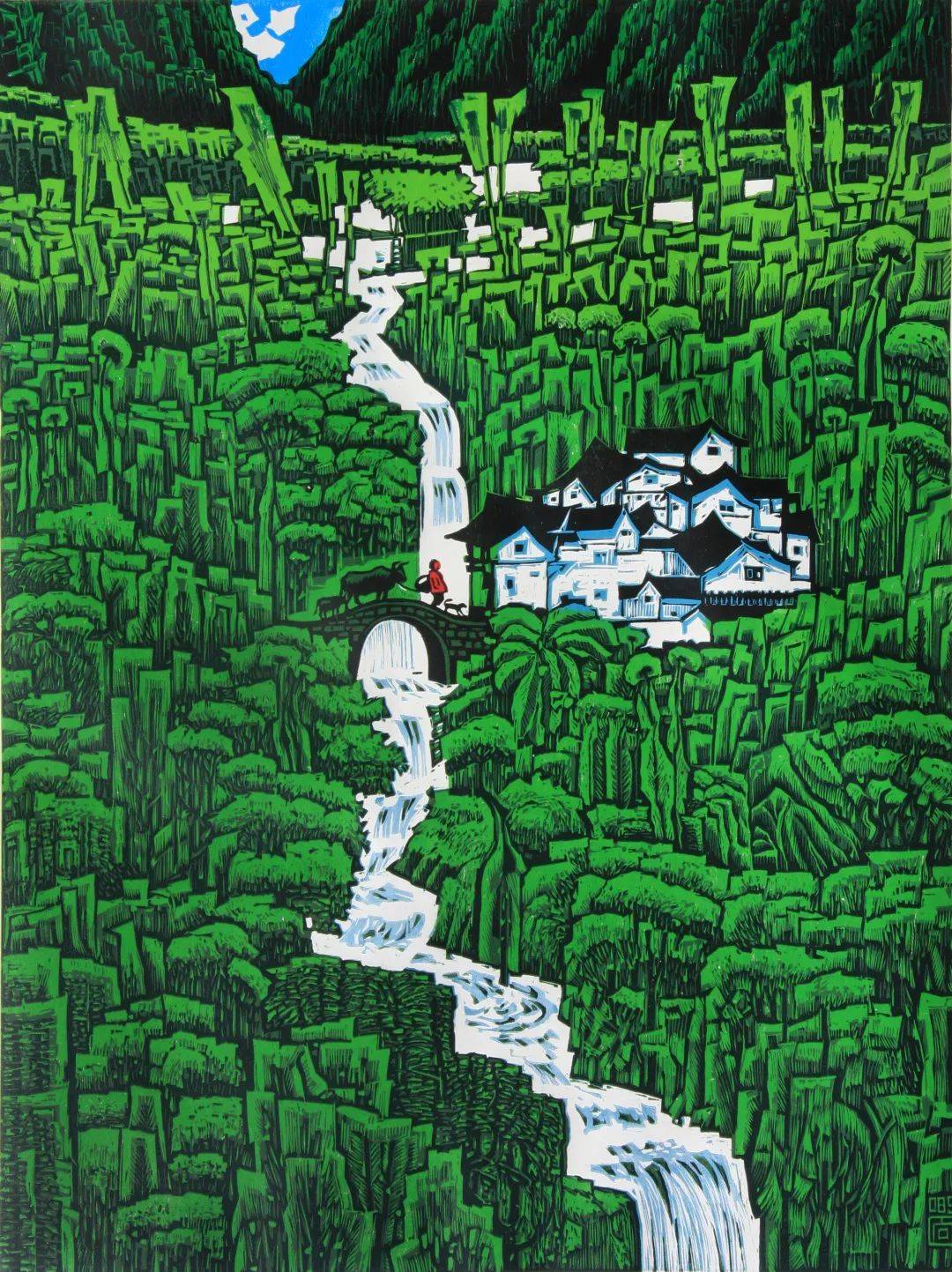 向思楼作品:2008山居图(丝网版画)2008走进画室,小套二的房子,装满了